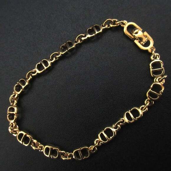 Christian Dior Vintage CD Logo Bracelet GP Gold Women's